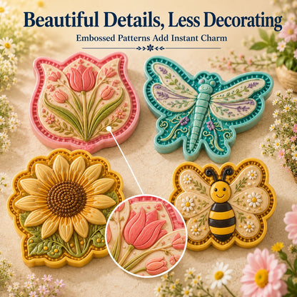 ⏳ Last Day 49% OFF – 🌸 8-Design Spring Garden Mini Pie Mold Collection | Reusable Embossed Molds for Shaping Detailed Bee, Butterfly, Ladybug, Sunflower, Cottage & More 🥧✨