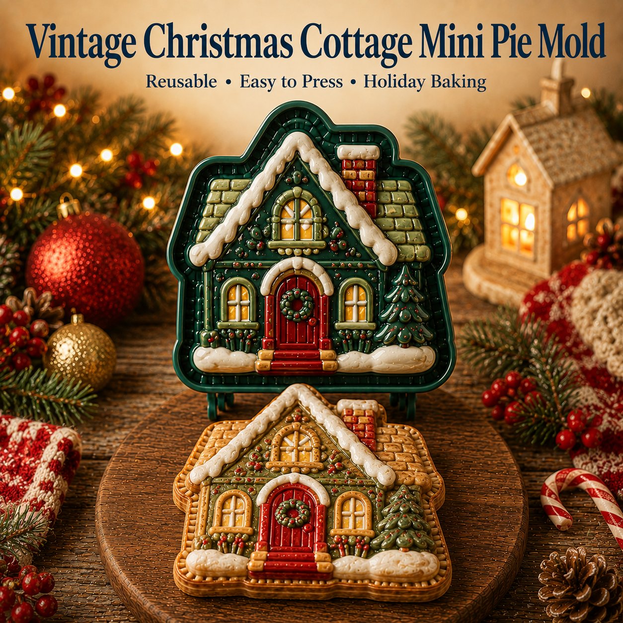 ⏳ Last Day 49% OFF – 🎄 9-Design Christmas Mini Pie Mold Collection | Reusable Embossed Molds for Shaping Detailed Santa, Snowman, Reindeer, Tree & Holiday Pies 🥧✨