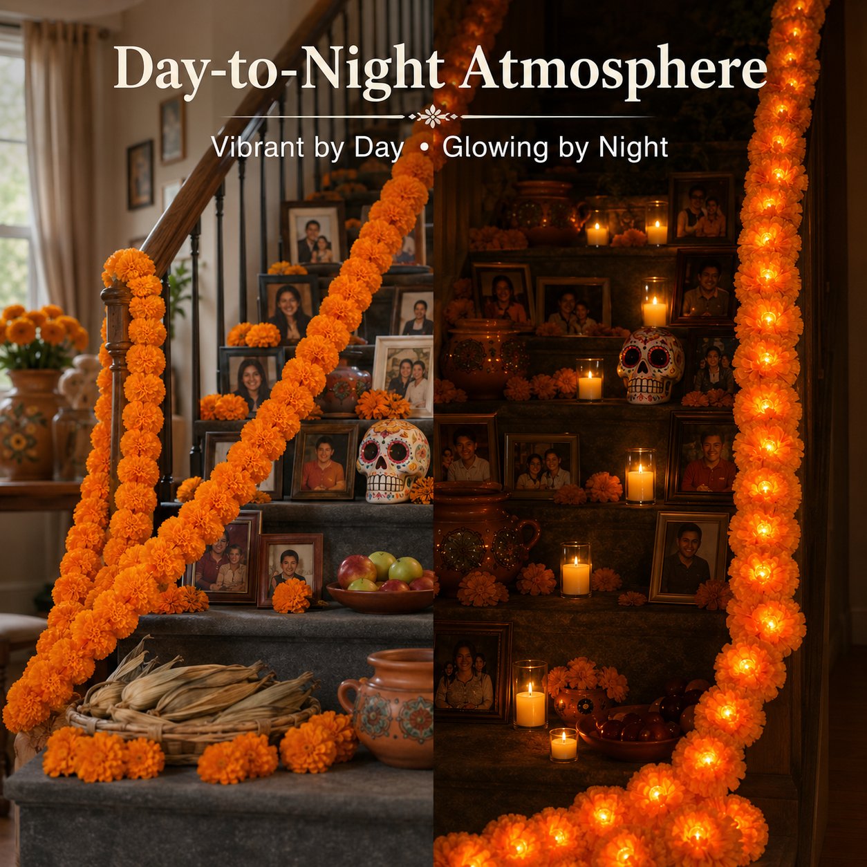 🕯️LED Marigold Cempasúchil Garland for Día de Muertos