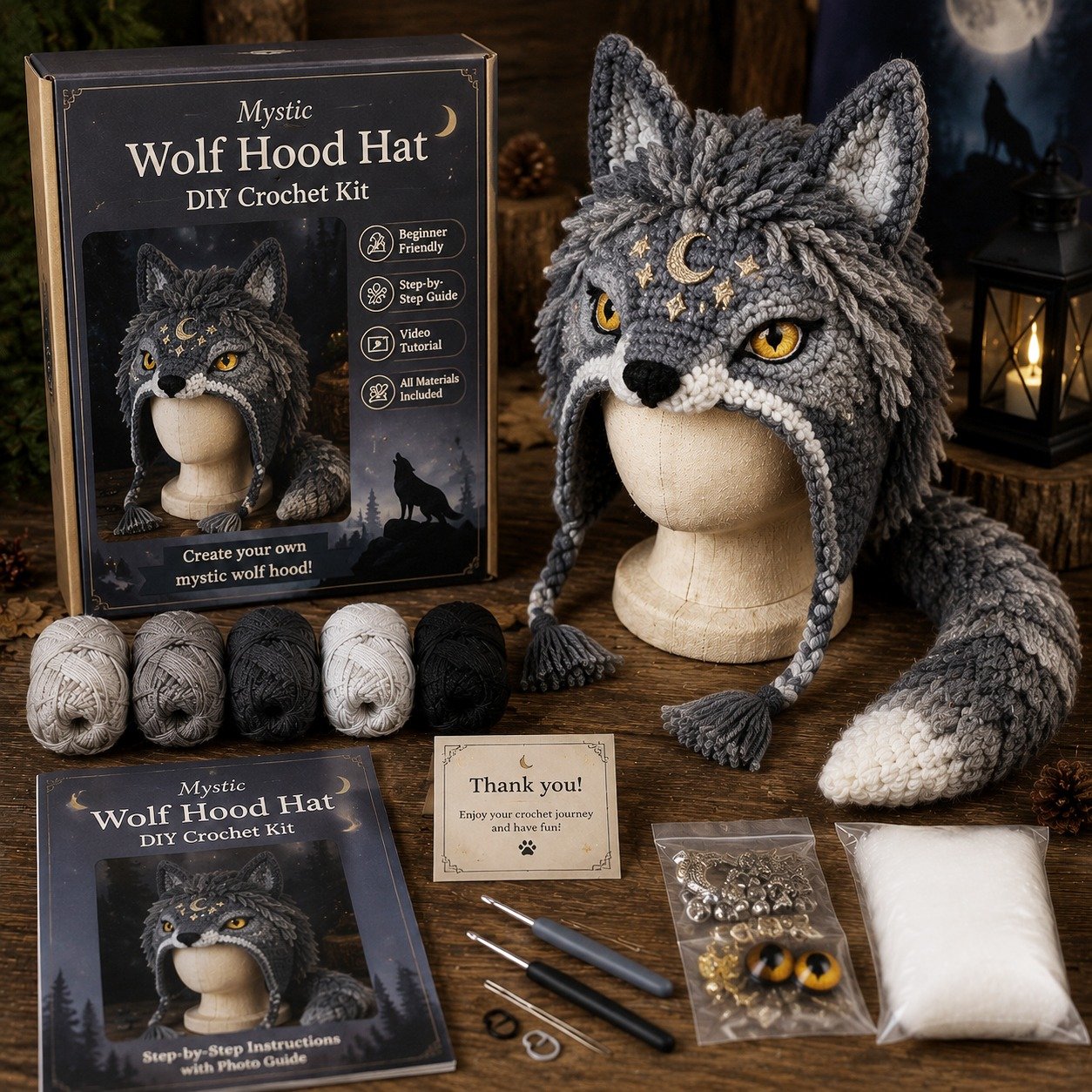 🔥LAST DAY 49% OFF - 🧵Fantasy Hood Hat DIY Crochet Kit – Create Your Own Magical Wearable Character Hat🎁Beginner Friendly