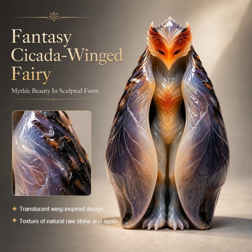💥 LAST DAY 49% OFF - Handcrafted Natural Stone Cicada-Winged Fairy – Truly One of a Kind