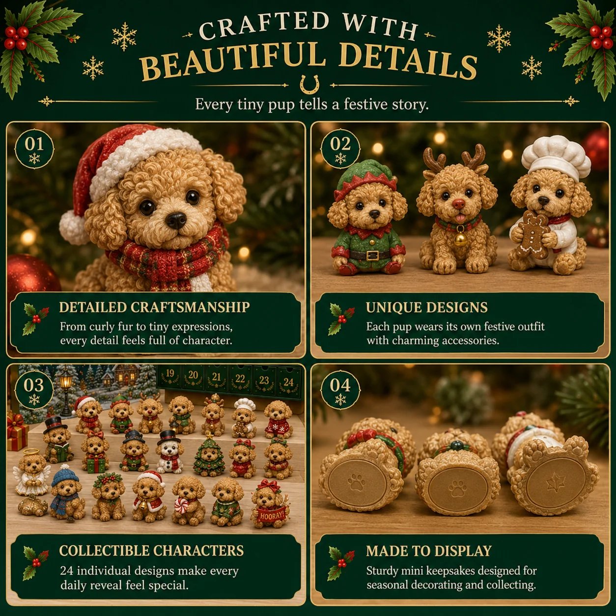 🔥50% Off Last Day🔥 - 🐶 24 Days of Christmas Teddy Dog Magic Advent Calendar – 24 Collectible Holiday Puppy Surprises
