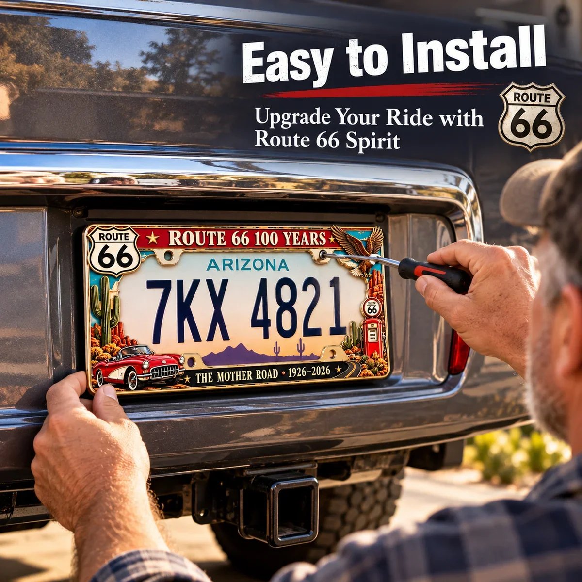 🇺🇸 Centennial 100 Years Metal License Plate Frame – Vintage American Road Trip Collectible, 1926–2026 🚗