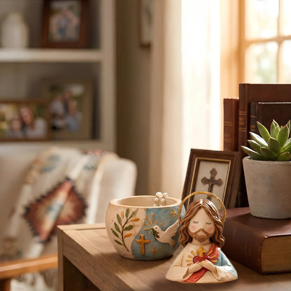 🌟 Divine Grace Collection: Hand-Painted Sacred Heart Jesus & Blessed Mary Keepsake Box