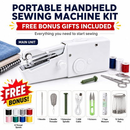 🧵 CRAFT SALE 50% OFF - Portable Handheld Electric Sewing Machine Kit for Beginners