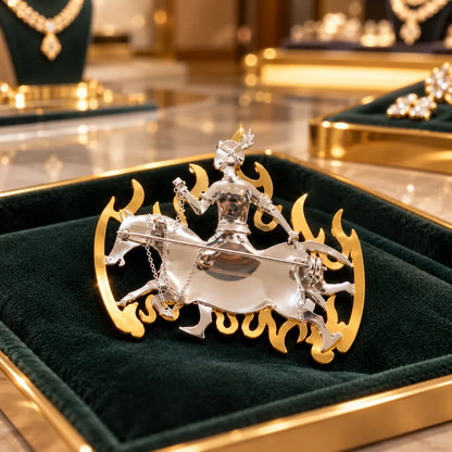✨ Handmade 925 Sterling Silver Equestrian Brooch – 2-in-1 Suit Pocket Accessory🐎🕴️