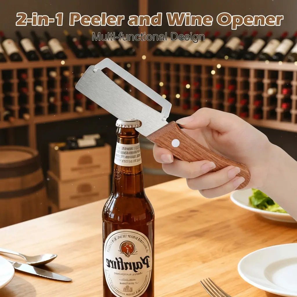 🔥Wooden-Handled Stainless Steel Sharp Peeler