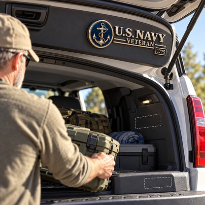 Veteran Honor Raised Metal Car Ornament  Display service pride on daily commutes & veteran meetups