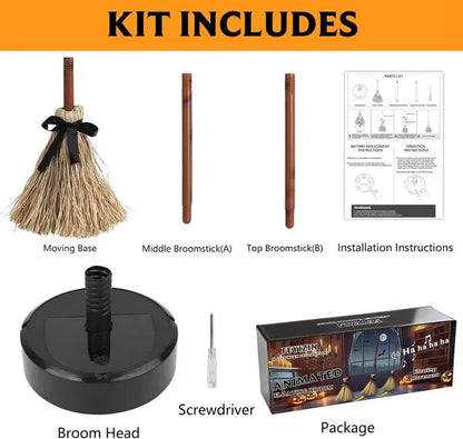 🔥Early Halloween Offer👻 Floating Witch's Broom – Eerie Laughs & Hypnotic Dance at Your Command! 🎃