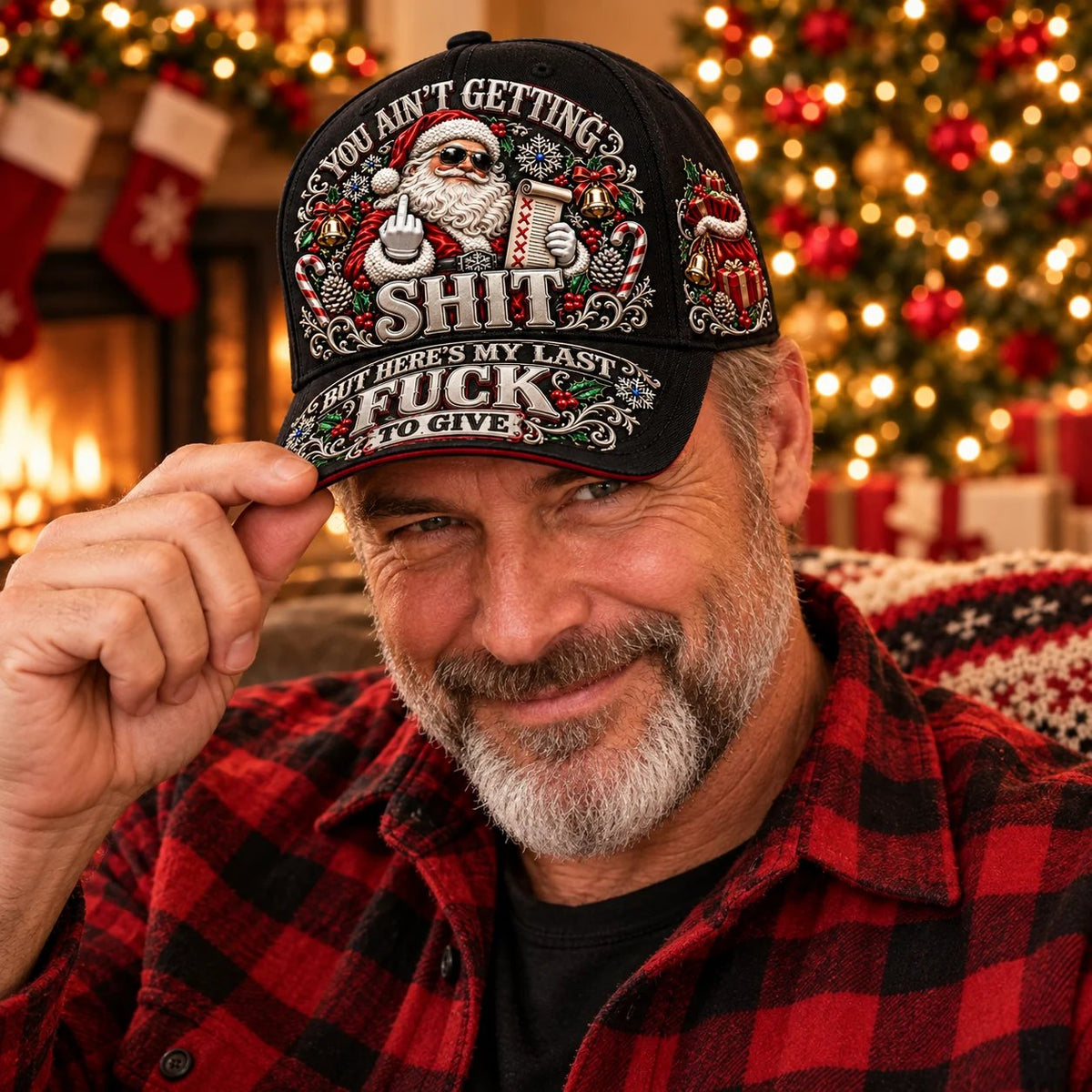 🎄Santa’s Last Gift Adult Humor Christmas Cap — 🎅You Ain’t Getting Shit