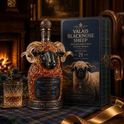 Valais Blacknose Sheep 21-Year-Old Private Cask: Highland Single Malt Scotch Whisky, Limited Edition Collector's Bottle & Gift Box