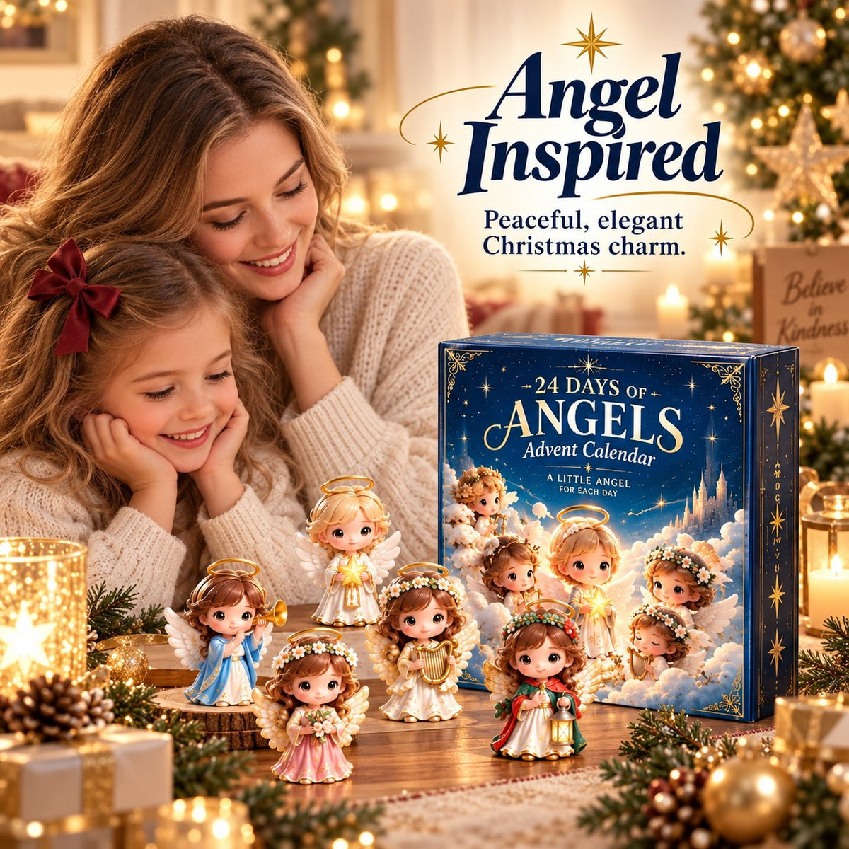 24-Day Angel Advent Calendar – Acrylic Christmas Hanging Ornaments