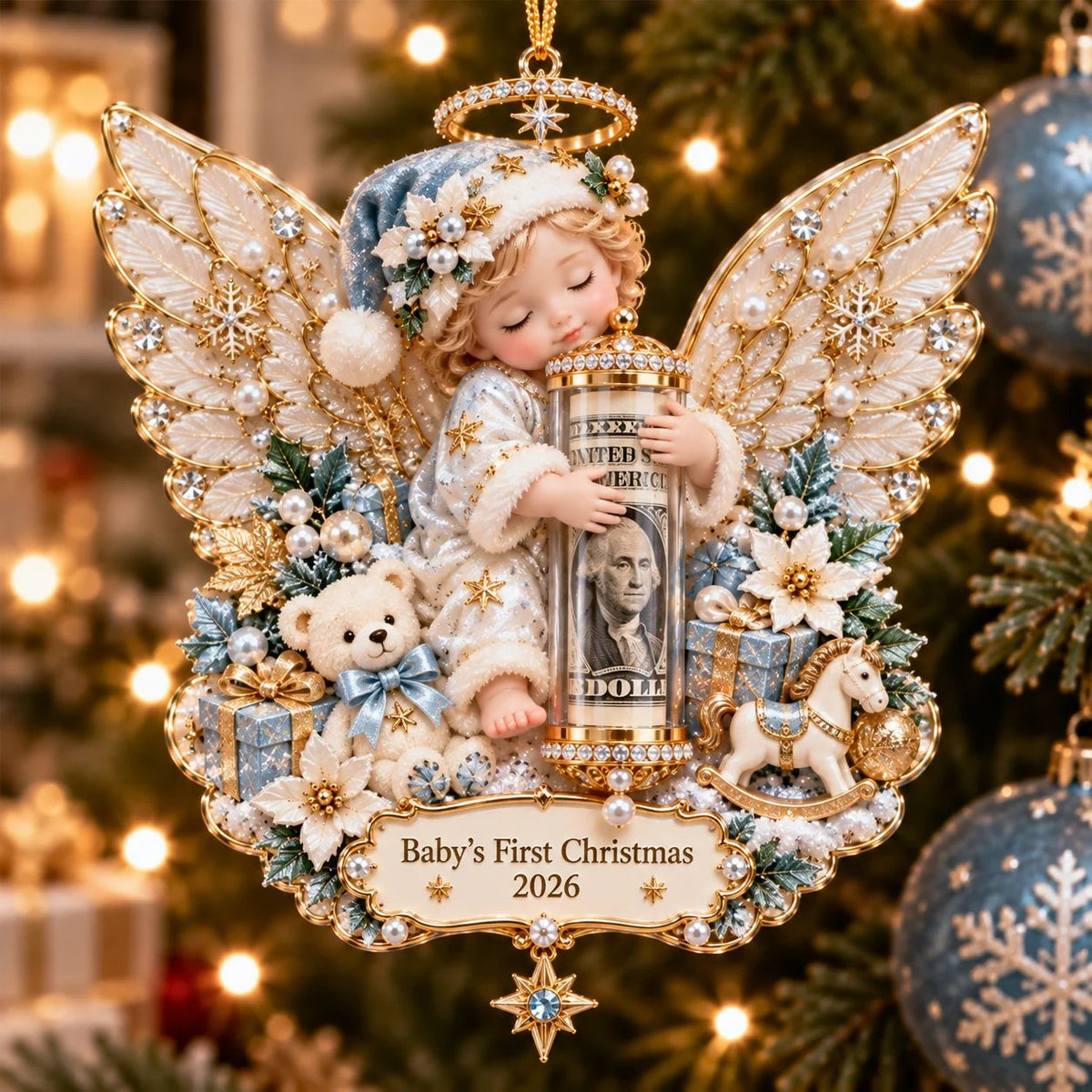 3D Angel Christmas Cash Gift Ornament – 6 Keepsake Designs