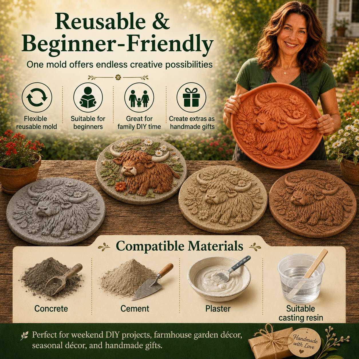💥 LAST DAY 49% OFF - Reusable Animal-Themed Garden Art Mold – Bring Nature to Life in Your Garden (📦Buy 2 Free Shipping)