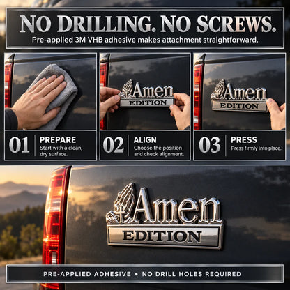 ⏳ Last Day 49% OFF – ✝️ Amen Edition Metal Emblem | 3D Chrome Cross & Wings Badge with 3M VHB Adhesive for Pickups, SUVs & Tailgates 🚘