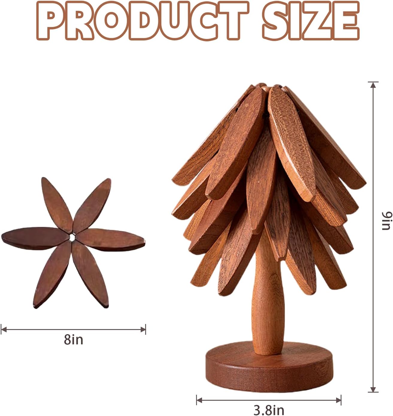 🔥Limited Time 49% Off✨Natural Tree Trivet Set - 4 Wooden Trivets & 1 Stand,Like a Christmas Tree🎄
