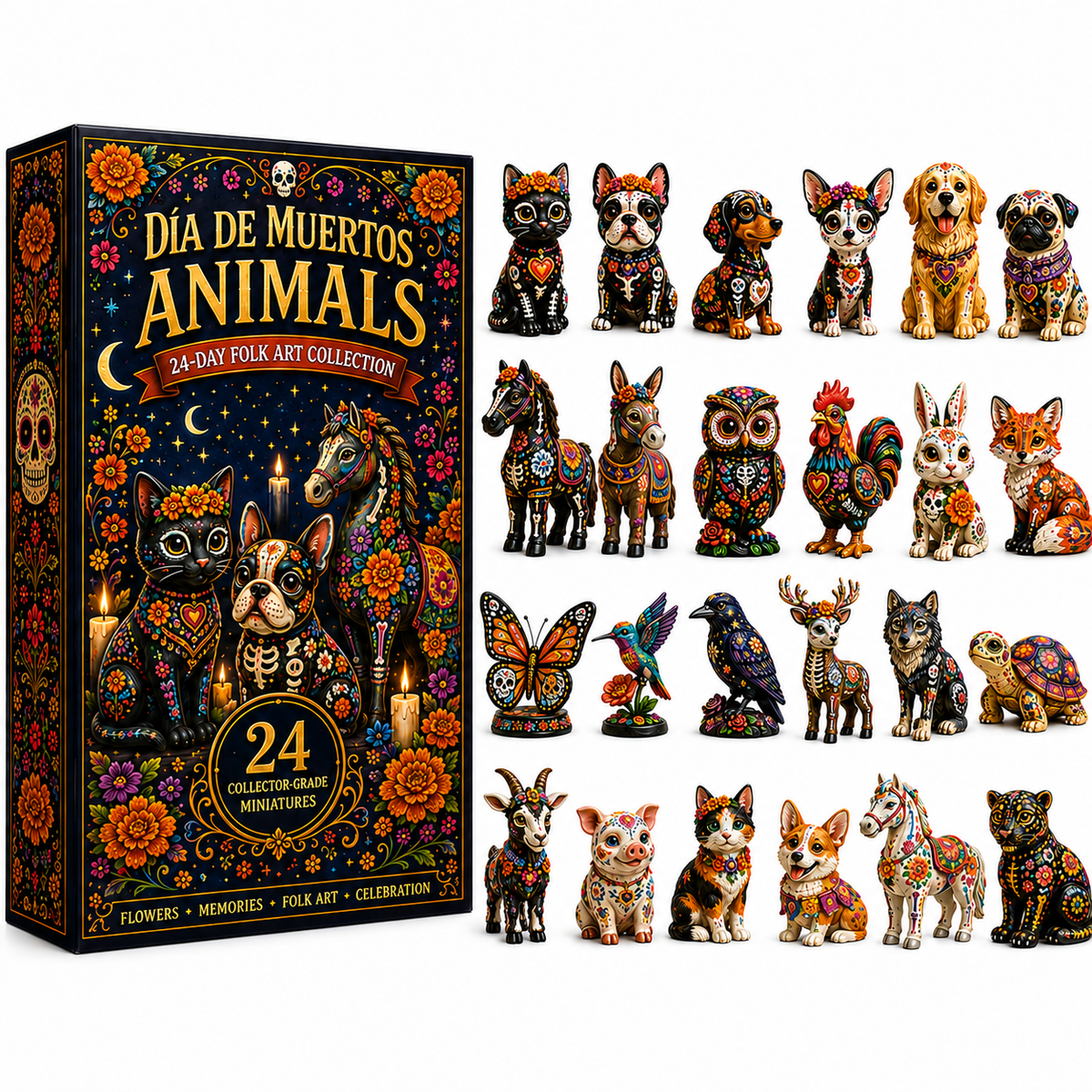 Día de Muertos Animals 24 miniature complete set