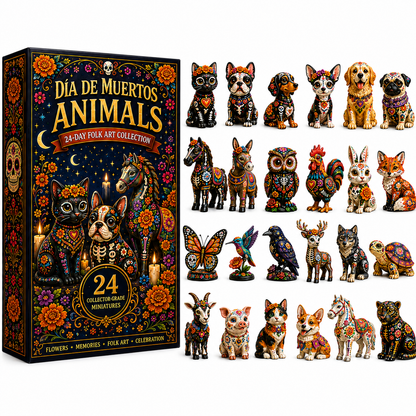 Día de Muertos Animals Advent Calendar 2026 – 24-Day Folk Art Animal Figurine Collection | 24 Unique Collector-Grade Miniatures