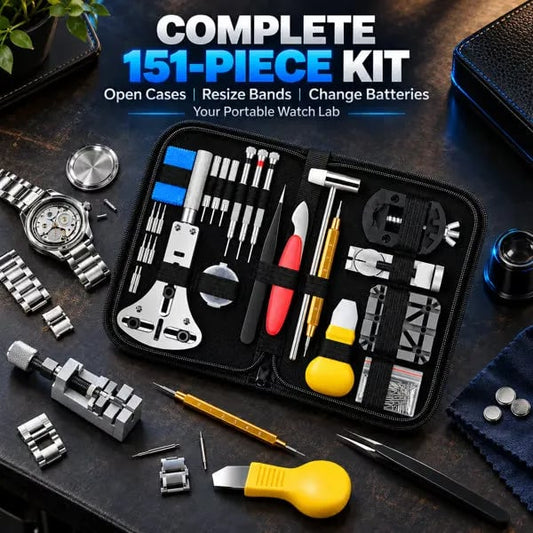 151-Piece Watch Repair Tool Kit – Link Removal & Battery Service Set