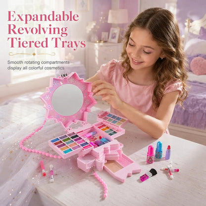 📢📢40% OFF !! ⏰ Washable Princess Makeup Set – Non‑irritating, trays & portable case 🎀