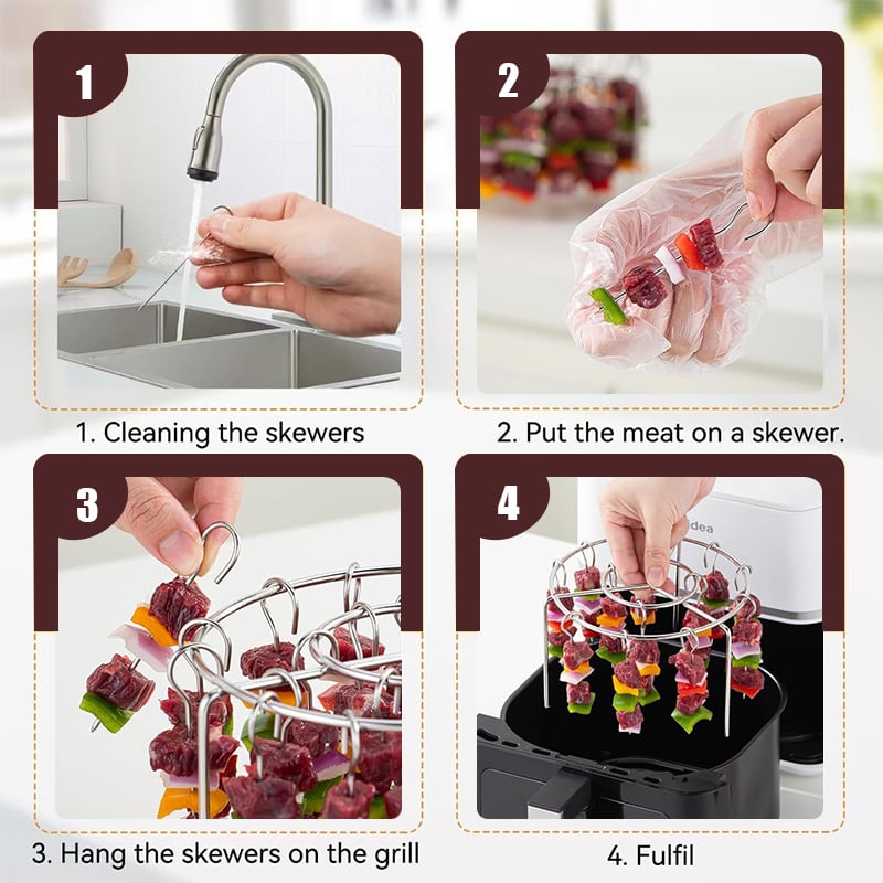 🔥 Last day 49% OFF-Stainless Steel Grill Skewer Rack for Air Fryer