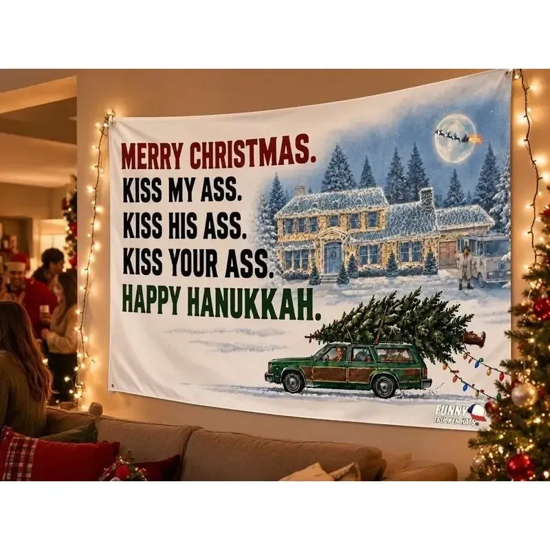 🎅 3x5FT Single Sided Christmas Funny Quote Flag with Metal Grommets | Adult Humor Holiday Yard Decoration