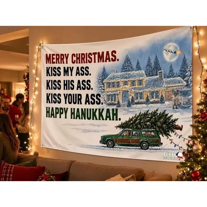 🎅 3x5FT Single Sided Christmas Funny Quote Flag with Metal Grommets | Adult Humor Holiday Yard Decoration