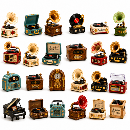 Gramophone Collection Advent Calendar 2027 – 24 Vintage Record Player & Music Miniatures, Retro Collectible Gift for Music Lovers