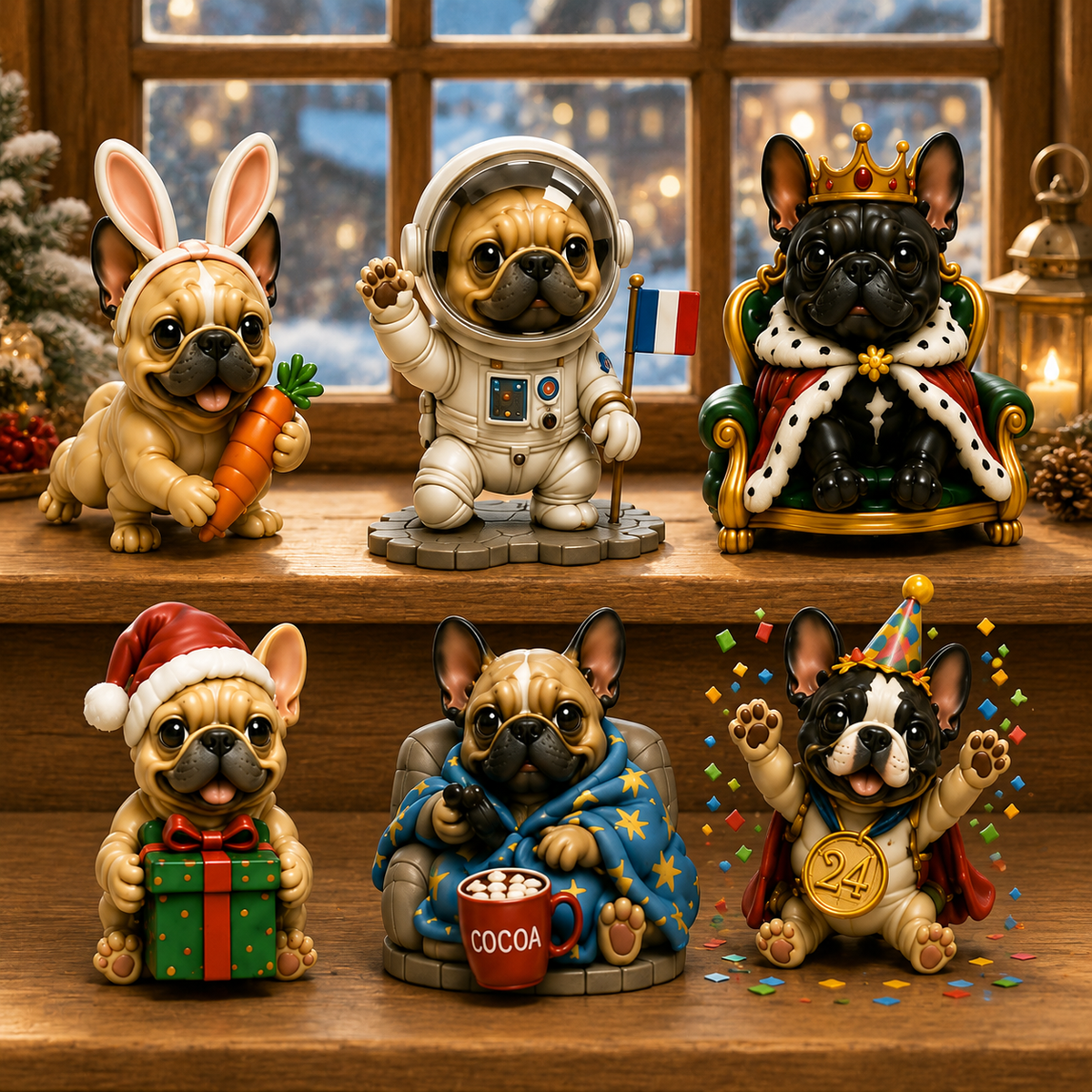 Frenchie Christmas collectible display