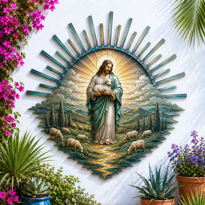 ⏳ Last Day 49% OFF – ✝️ Jesus Metal Wall Art Collection | Layered Christ Artwork with Radiant Sunburst, Dimensional Landscape Details & Concealed Keyhole Hangers ✨