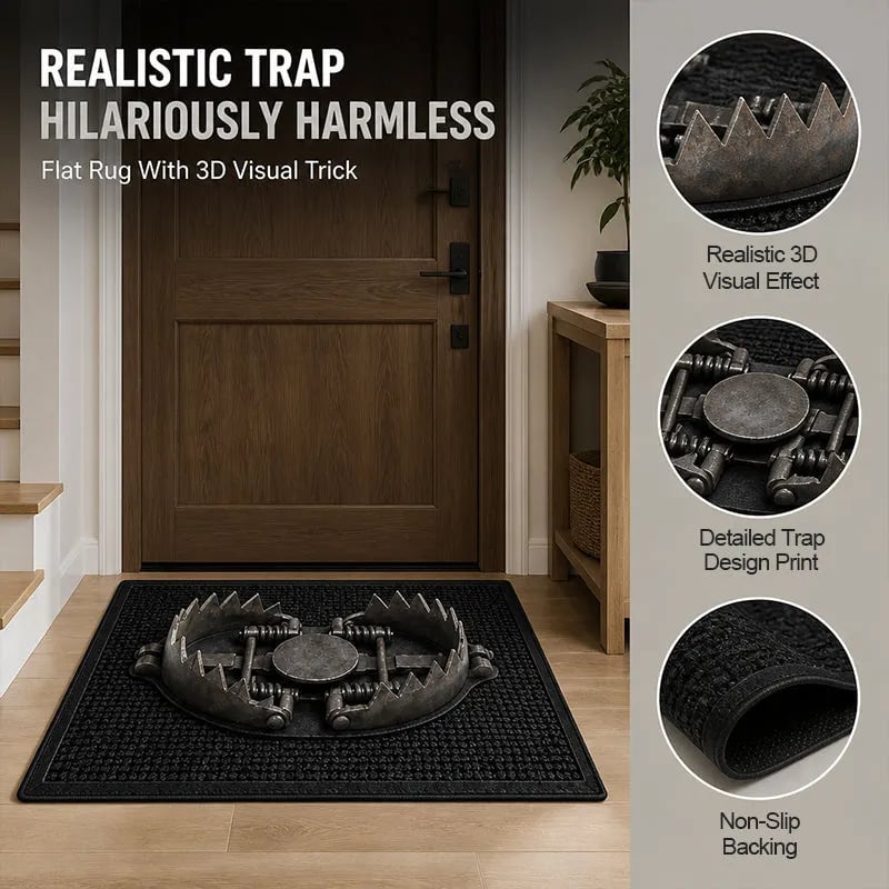💥 HOT SALE 49% OFF - 😂 Gotcha! 3D Bear Trap Illusion Doormat – Funny Prank Entry Mat