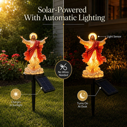 Solar-Powered Illuminated Jesus Garden Statue