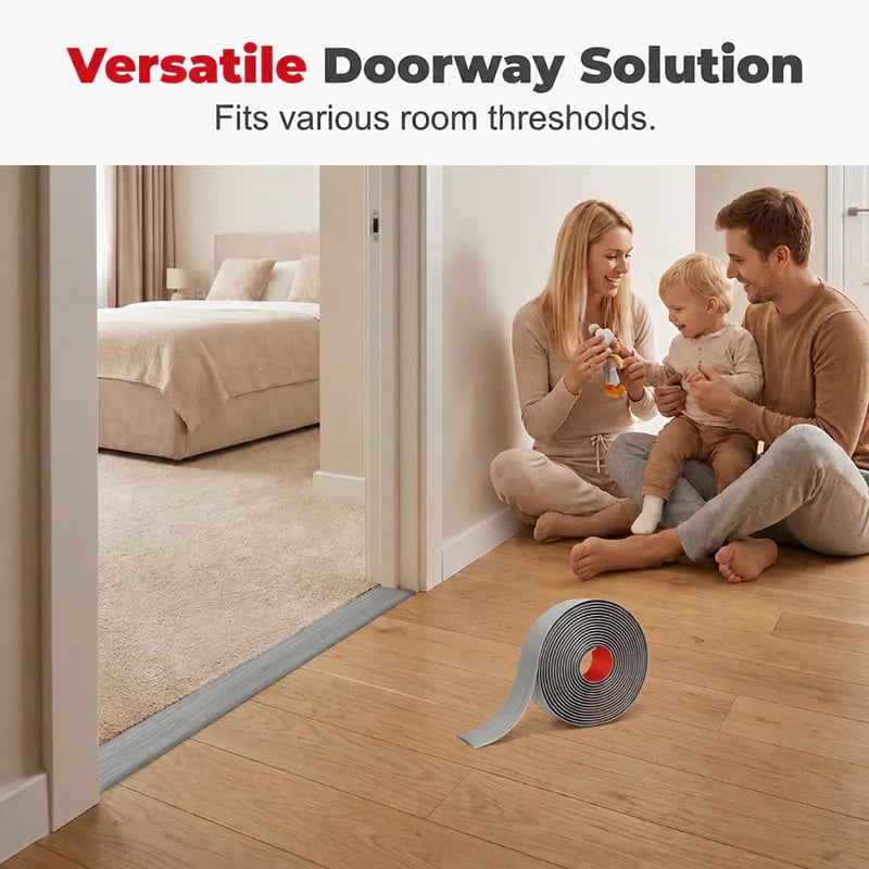 ✨ Self-Adhesive Floor Transition Strip – Flexible PVC, Peel-and-Stick, Smooth Finish 🚪