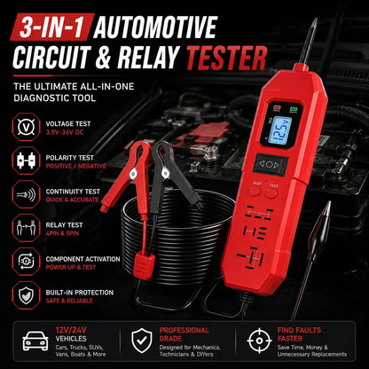 3-in-1 Automotive Power Circuit Probe & Relay Tester – 12V/24V Electrical Diagnostic Tool