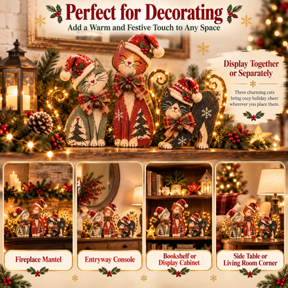 🐱🎄 Vintage Lighted Christmas Cat Trio | Remote Tail Lights