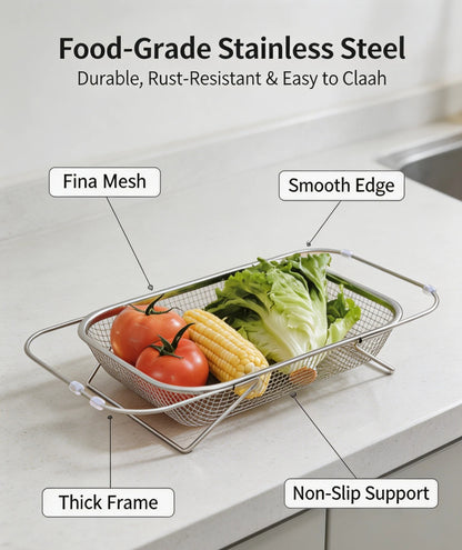 Stainless Steel Expandable Over-The-Sink Colander