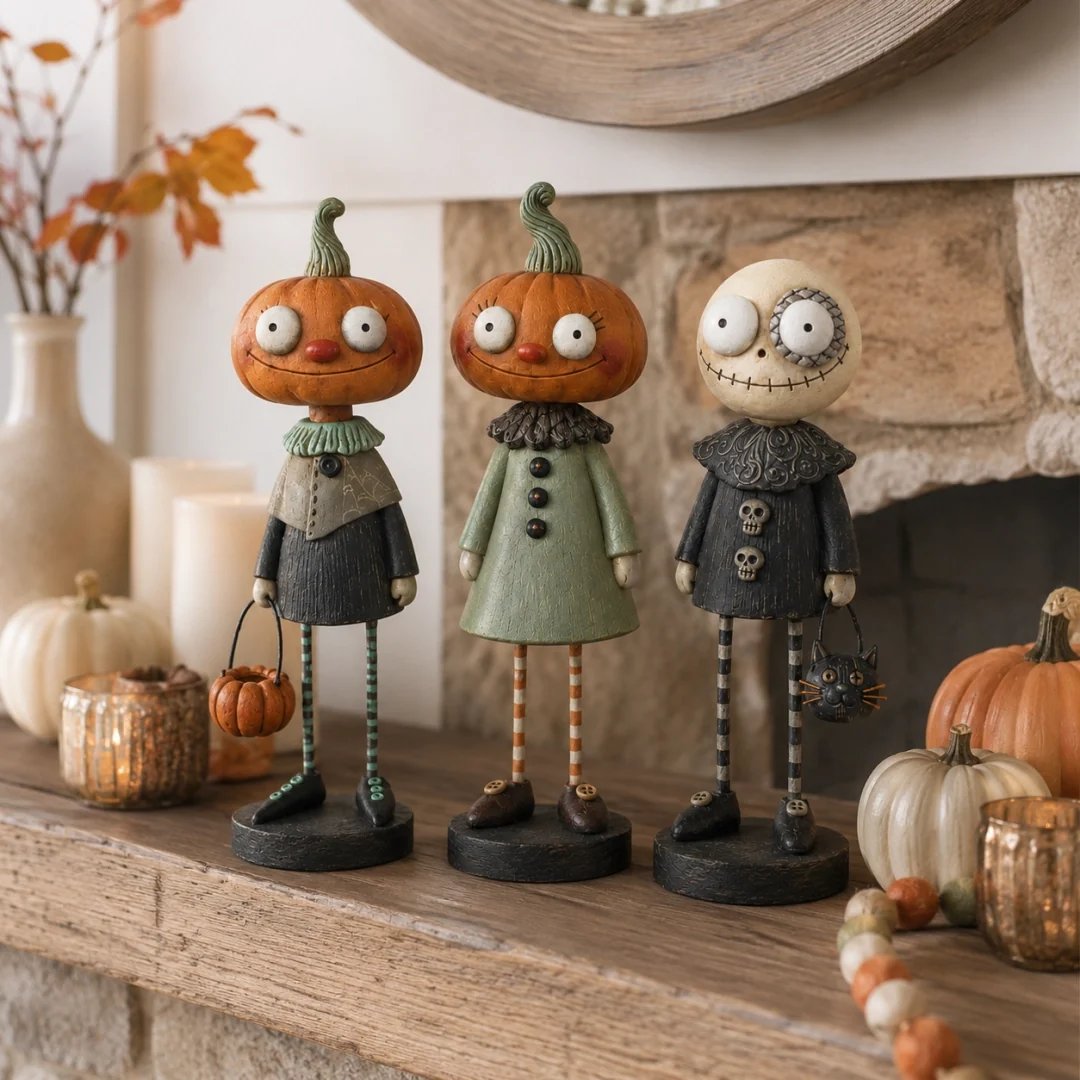 🎃Primitive Pumpkin Friends – Vintage Halloween Collectible Figurines