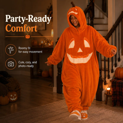 🎃 Cozy Pumpkin Onesie Pajamas – Ultra-Soft, Warm & Halloween-Ready 👻🧡