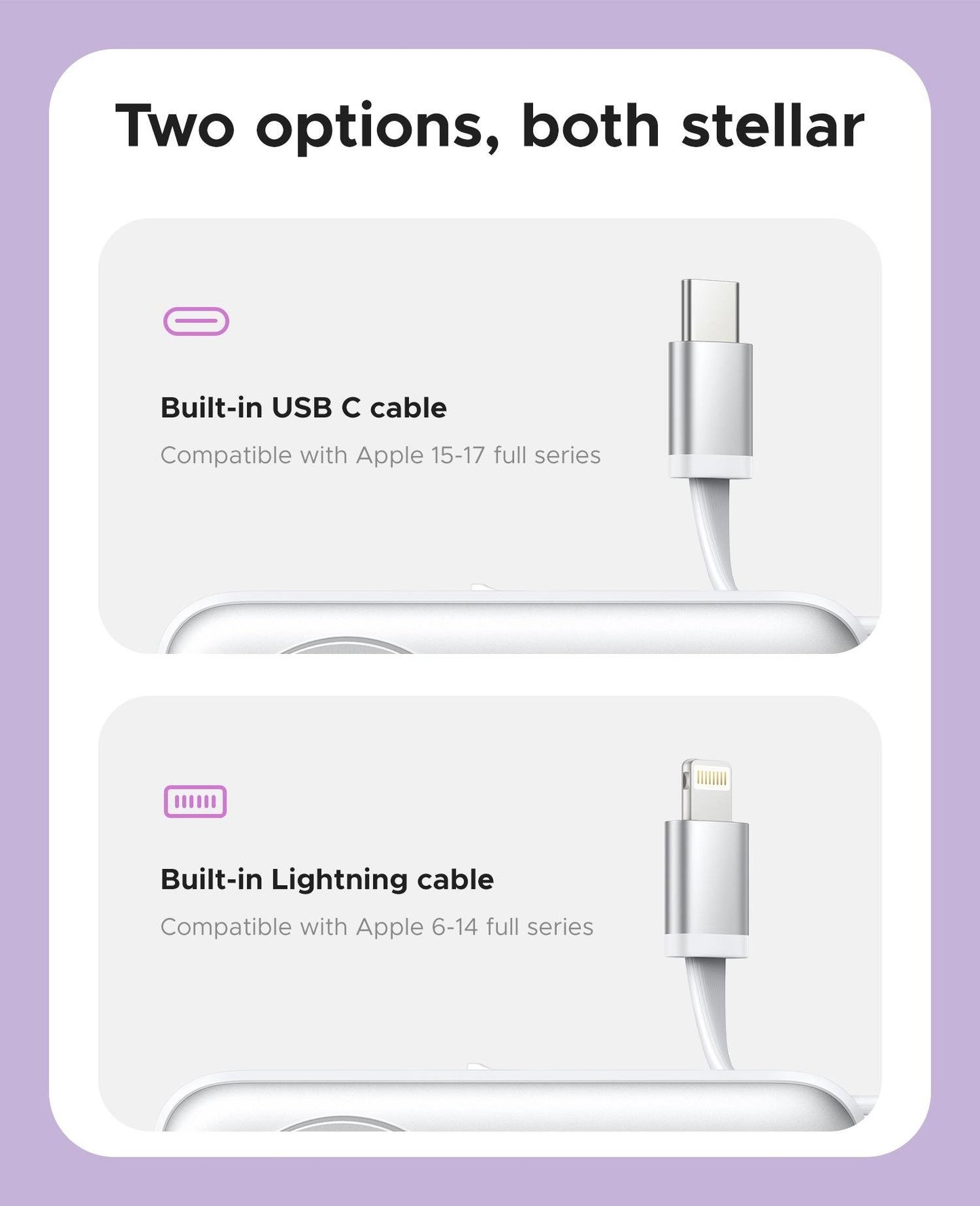 ⚡4-in-1 Folding Chargeable Portable Power Bank with Integrated Cable, Apple Watch Wireless Charging