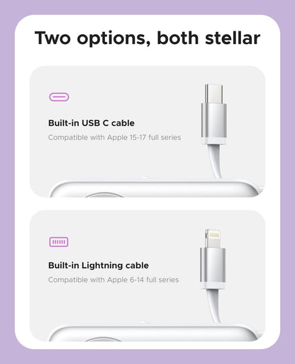 ⚡4-in-1 Folding Chargeable Portable Power Bank with Integrated Cable, Apple Watch Wireless Charging