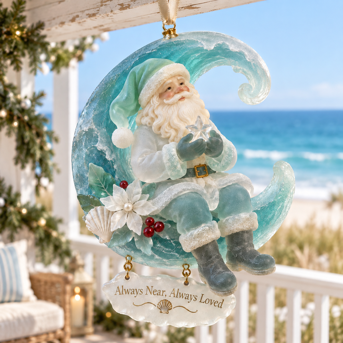 Coastal Santa Christmas Ornament