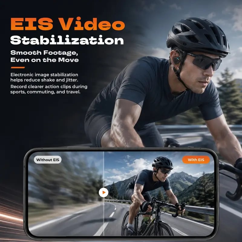 🎧 E12 Bone Conduction Open-Ear Audio Glasses with 8MP HD EIS Camera – 160+ Language AI Translation, Bluetooth Sports Headset & IP56 Waterproof Wearable for Cycling, Vlogging & Action Video
