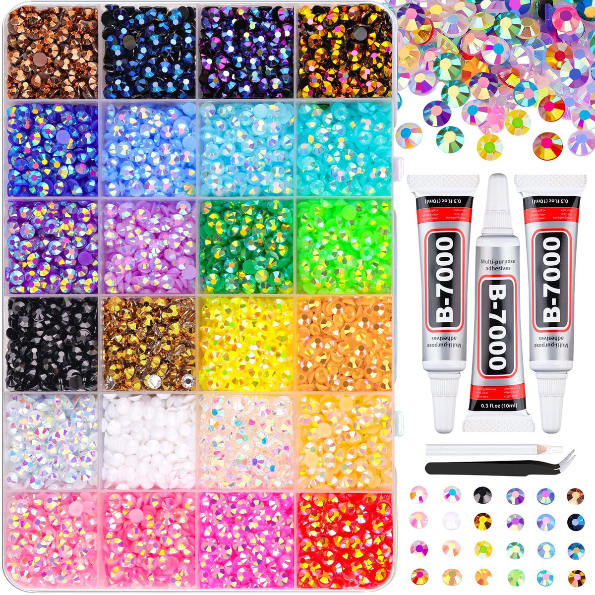 Glitter Rhinestone Bedazzling Kit - 10000Pcs Resin Jelly Rhinestones for Crafting