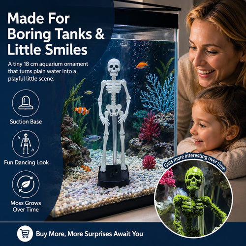 White Underwater Dancing Skeleton Bath Toy With Suction Base