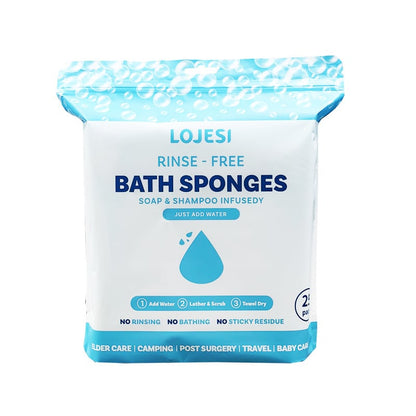 🎉✨Disposable Rinse Free Bathing Wipes - 25 Pack - All-in-1 Single Use Shower Wipes, Simply Dampen, Lather, and Dry Without Shampoo or Rinsing💧