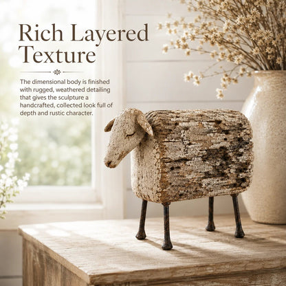 🐑 Vintage Distressed Farm Animal Sculptures – 5 Rustic Styles