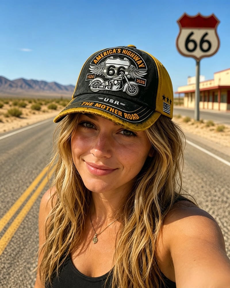 🏍️Retro US 66 100th Anniversary Art Printed Casual Baseball Cap