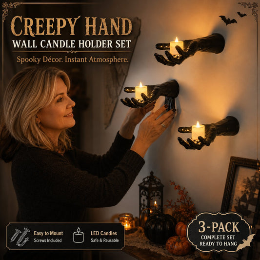 🔥 Last Day 50% OFF - Creepy Hand Wall Candle Holder Set Gothic Halloween Decor