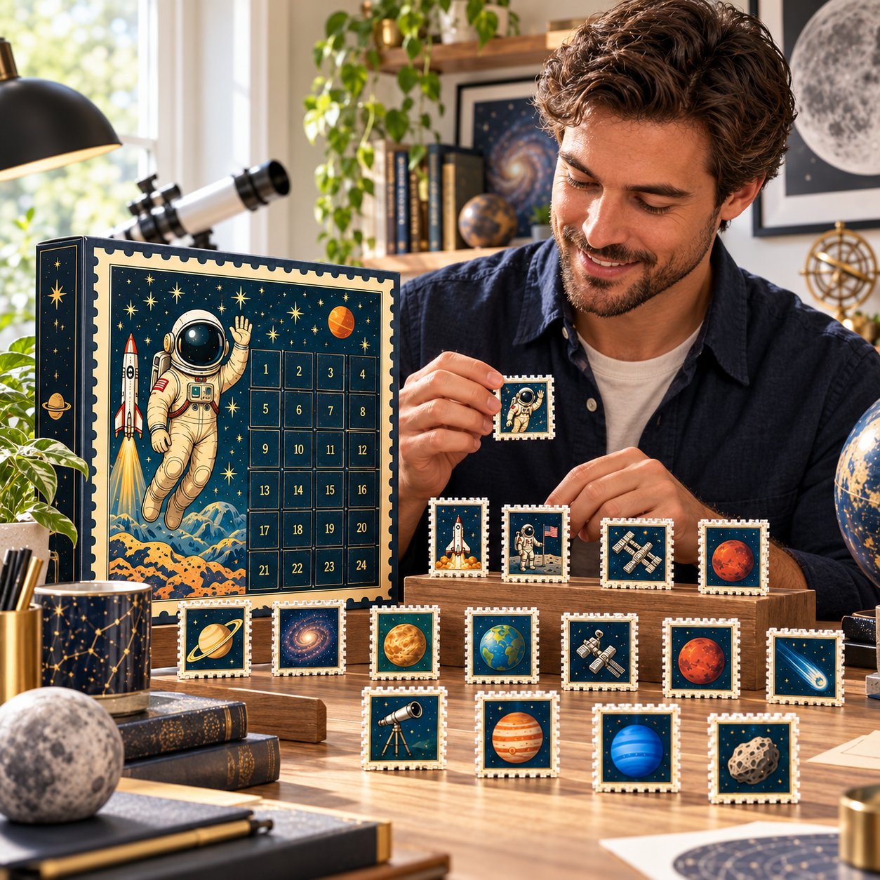 Cosmic Galaxy Advent Calendar – 24 Acrylic Space Stamp Ornaments