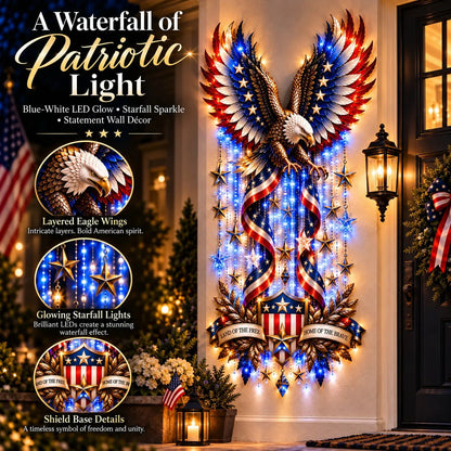 🦅 American Glory Cascade™ – Patriotic Eagle LED Wall Decor